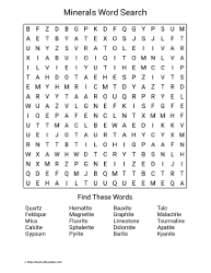 Large Print Minerals Word Search