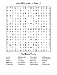 Large Print Nobel Prize Word Search