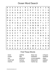 Large Print Oceans Word Search