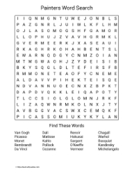 Large Print Painters Word Search