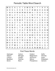 Large Print Periodic Table Word Search