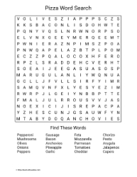 Large Print Pizza Word Search