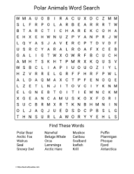 Large Print Polar Animals Word Search