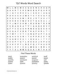 Large Print 'QU' Words Wordsearch