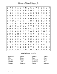 Large Print Rivers Word Search