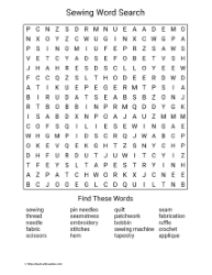 Large Print Sewing Word Search