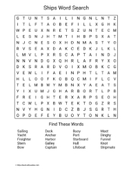 Large Print Ships Word Search