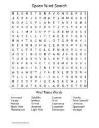 Large Print Space Word Search
