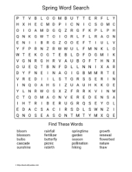 Large Print Spring Word Search