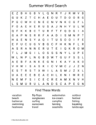 Large Print Summer Word Search 