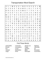 Large Print Transportation Word Search