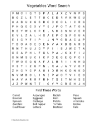 Large Print Vegetables Word Search