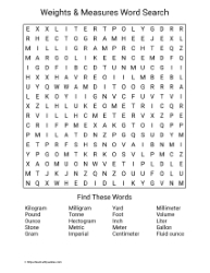 Large Print Weights & Measures Word Search