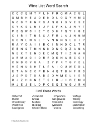 Large Print Wine Word Search