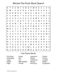 Large Print Winnie-The-Pooh Wordsearch