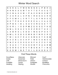 Large Print Winter Word Search