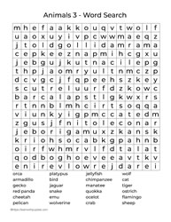 Large Print Word Search Animals 3