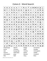 Large Print Word Search Colors 2