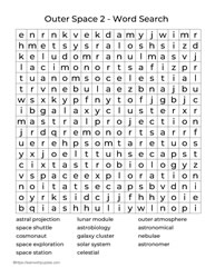 Large Print Word Search Outer Space 2