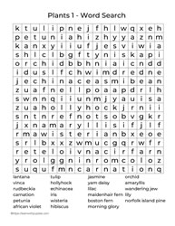 Large Print Word Search Plants 1