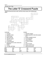 Easy ESL Crossword Puzzle