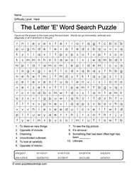 ESL Letter E Crossowrd Puzzle