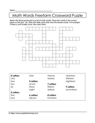 Math Vocab Crossword Puzzle