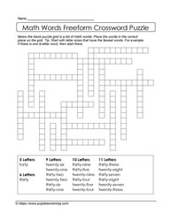 Freeform Math Words Puzzle