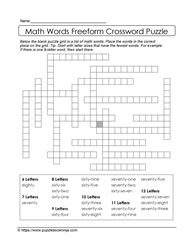 Crosswords Math Puzzle
