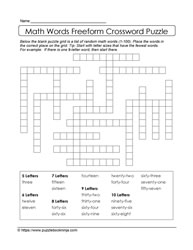 Fill In Blanks Math Vocab Puzzle