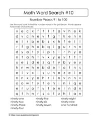 Word Search Puzzle-Math Vocab