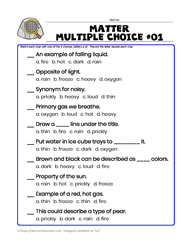 Matter Multiple Choice-01