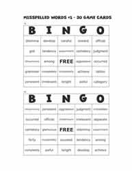 Misspelled Words Bingo Cards 15-16