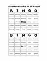 Misspelled Words Bingo Cards 29-30