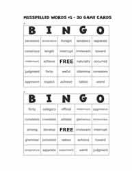 Misspelled Words Bingo Cards 5-6