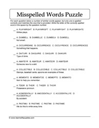 Misspelled Words Puzzle 1