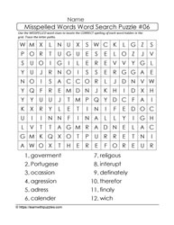 Misspelled Words Word Search 06