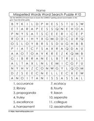 Misspelled Words Word Search 10
