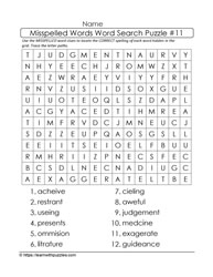 Misspelled Words Word Search 11