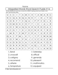 Misspelled Words Word Search 16