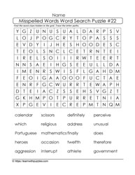 Misspelled Words Word Search 22