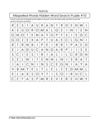 Hidden Word Clues Printable