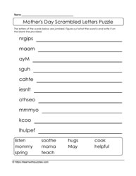 Mother's Day Scrambled Letters 2