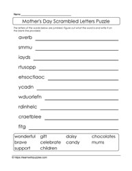 Mother's Day Scrambled Letters 3