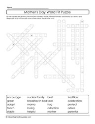 Mother's Day Word Fit Puzzle 02