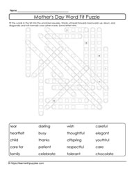 Mother's Day Word Fit Puzzle 05