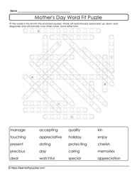Mother's Day Word Fit Puzzle 07