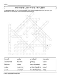 Mother's Day Word Fit Puzzle 09