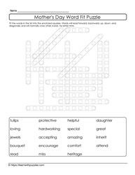 Mother's Day Word Fit Puzzle 13