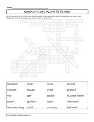 Mother's Day Word Fit Puzzle 16